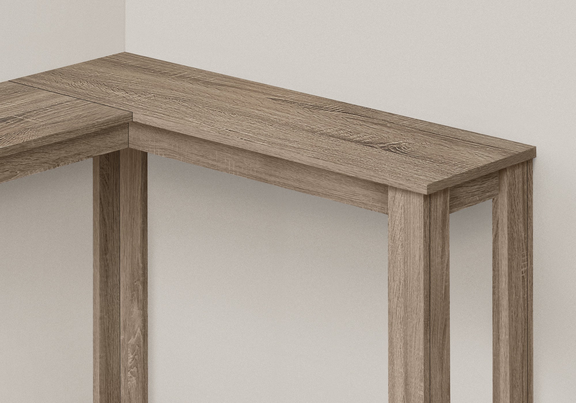 36" Taupe Wood Corner Frame Console Table