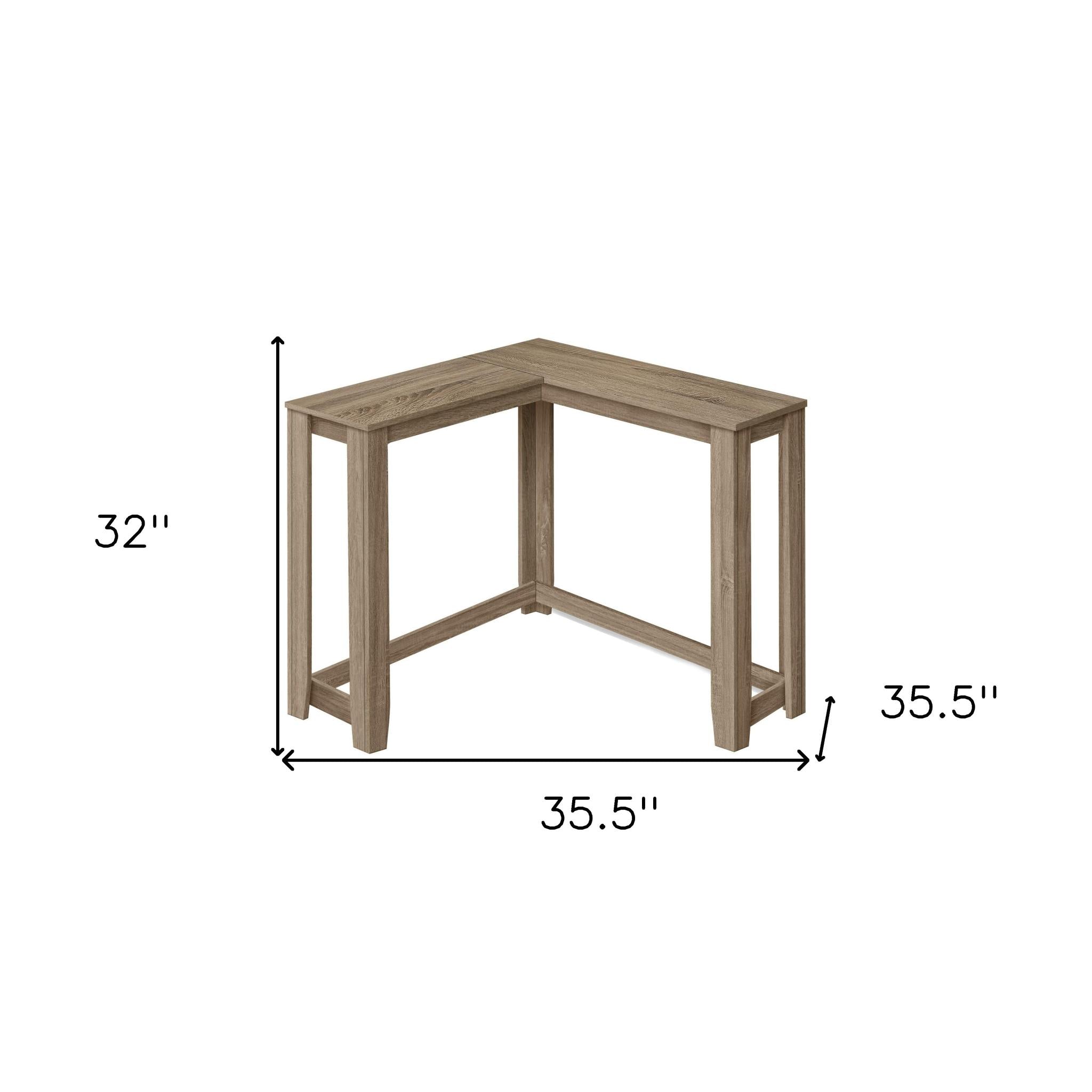 36" Taupe Wood Corner Frame Console Table