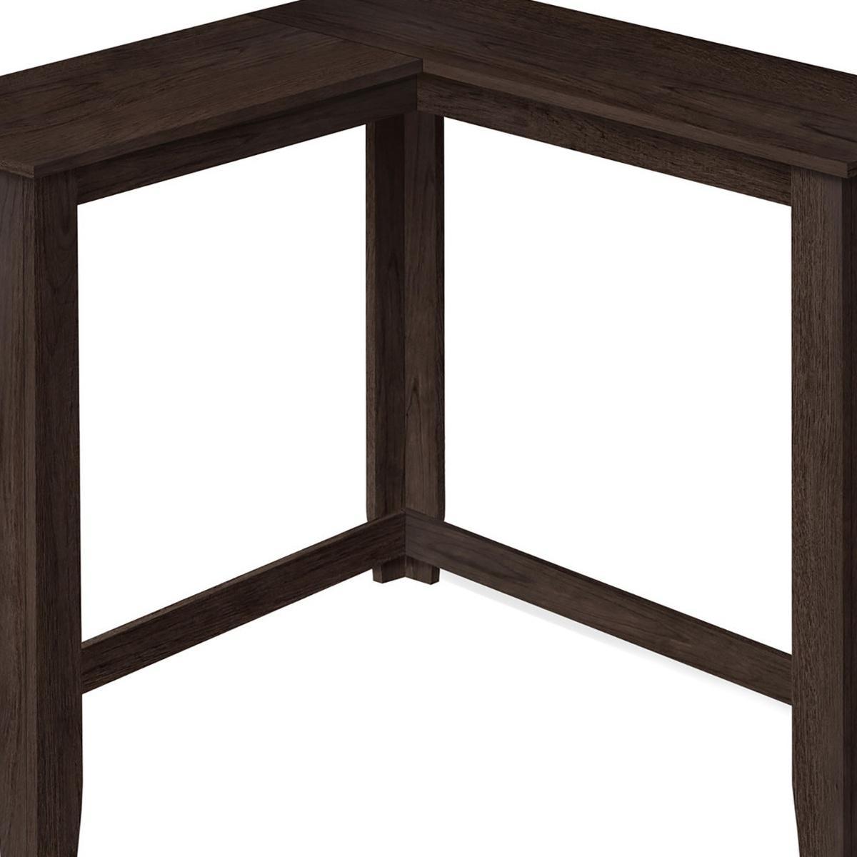 36" Espresso Wood Distressed Corner Frame Console Table