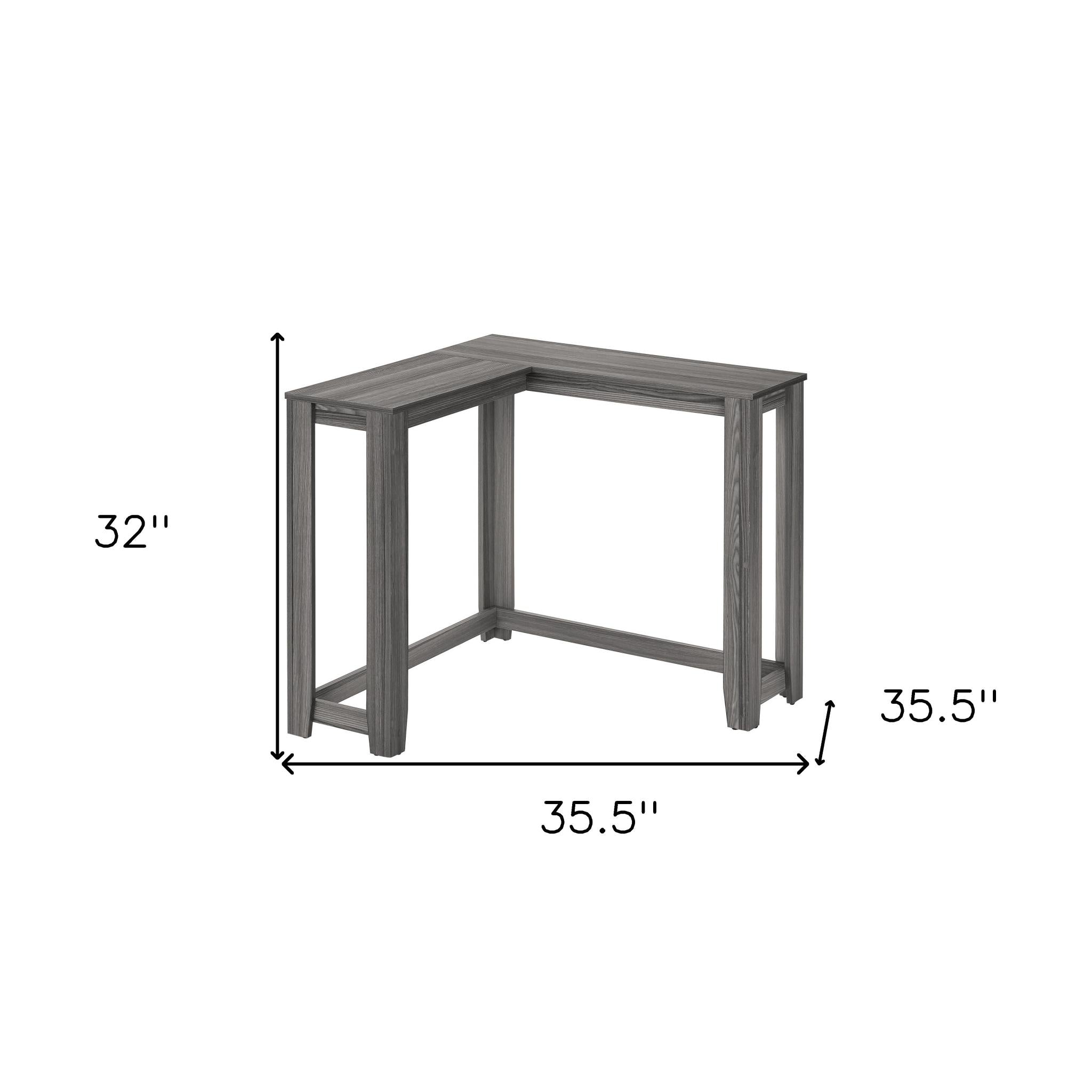 36" Gray Wood Corner Frame Console Table