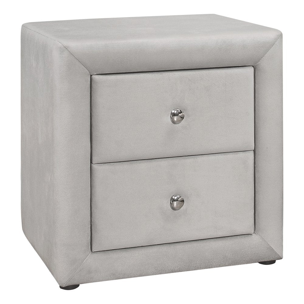 21" Light Gray Wood Two Drawer Nightstand
