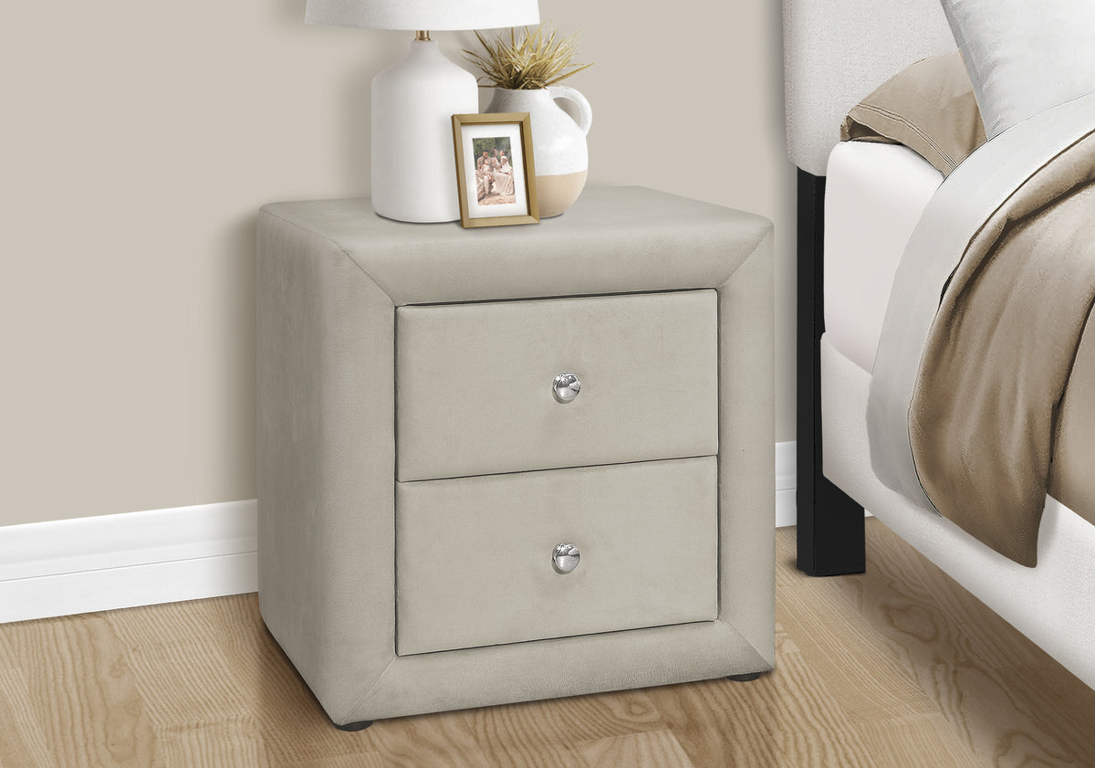 21" Light Gray Wood Two Drawer Nightstand