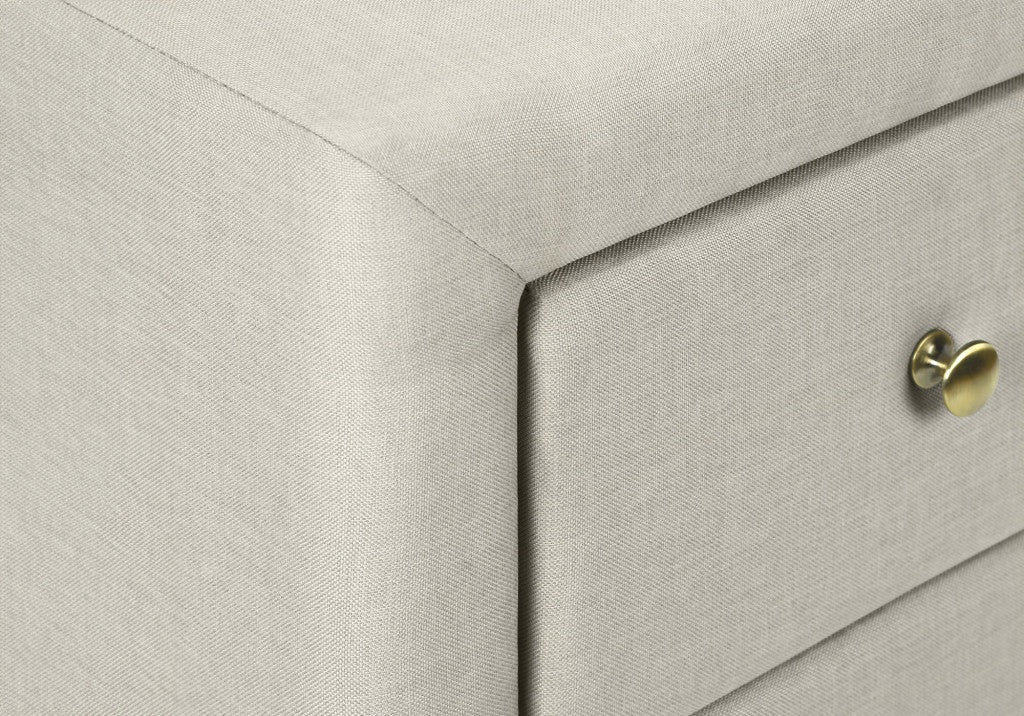21" Beige Wood Two Drawer Nightstand