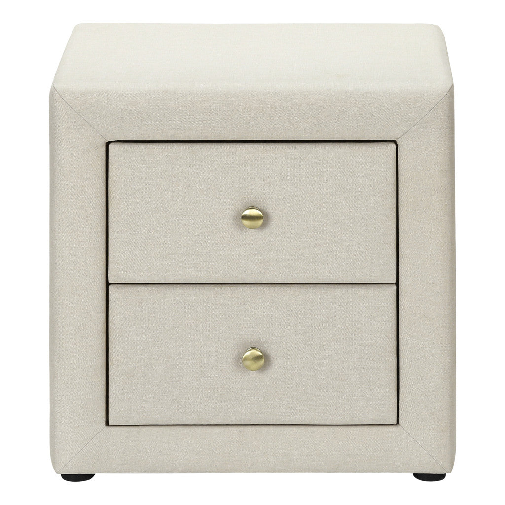 21" Beige Wood Two Drawer Nightstand