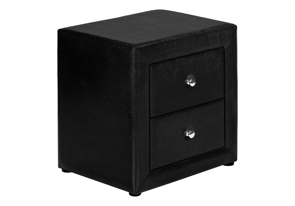 21" Black Wood Two Drawer Nightstand