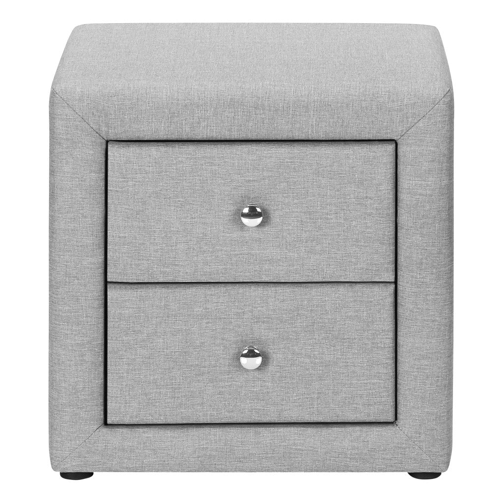 21" Gray Wood Two Drawer Nightstand