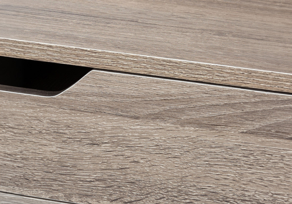47" Taupe and Black Wood and Metal H-Shape Computer Desk With Two Drawers