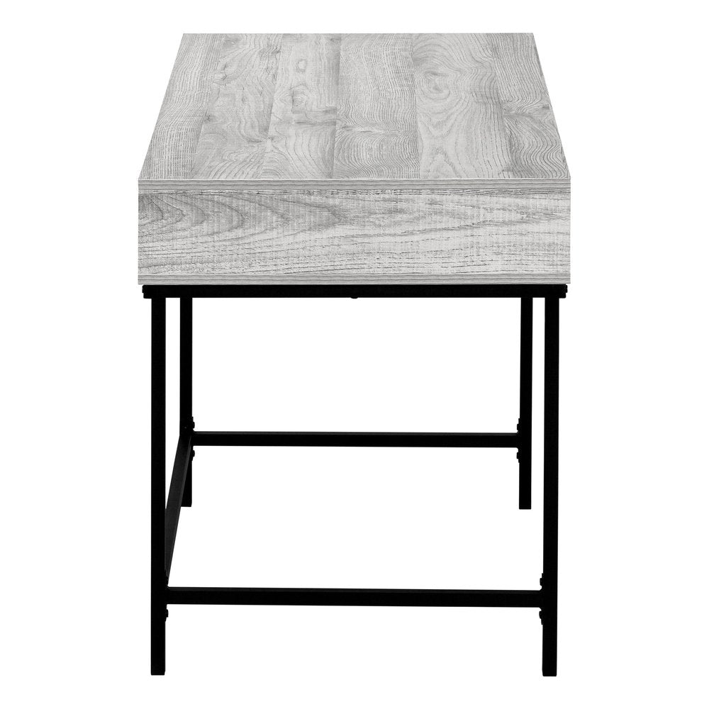 47" Gray and Black Wood and Metal H-Shape Computer Desk With Two Drawers
