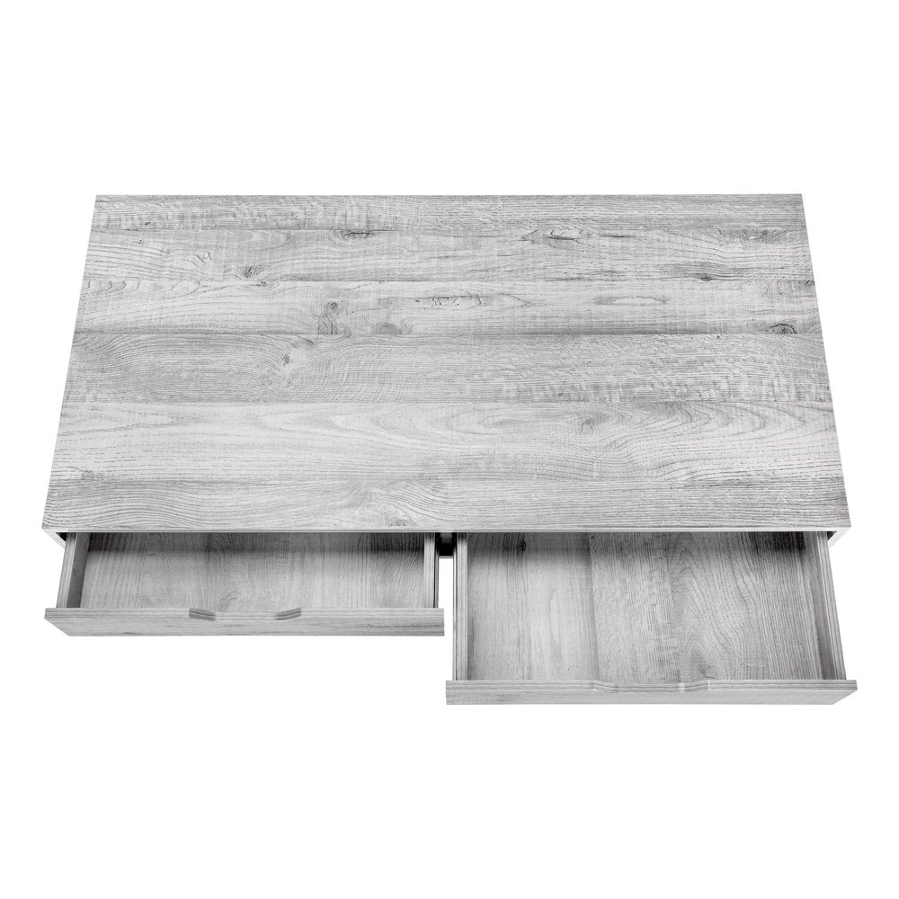 47" Gray and Black Wood and Metal H-Shape Computer Desk With Two Drawers