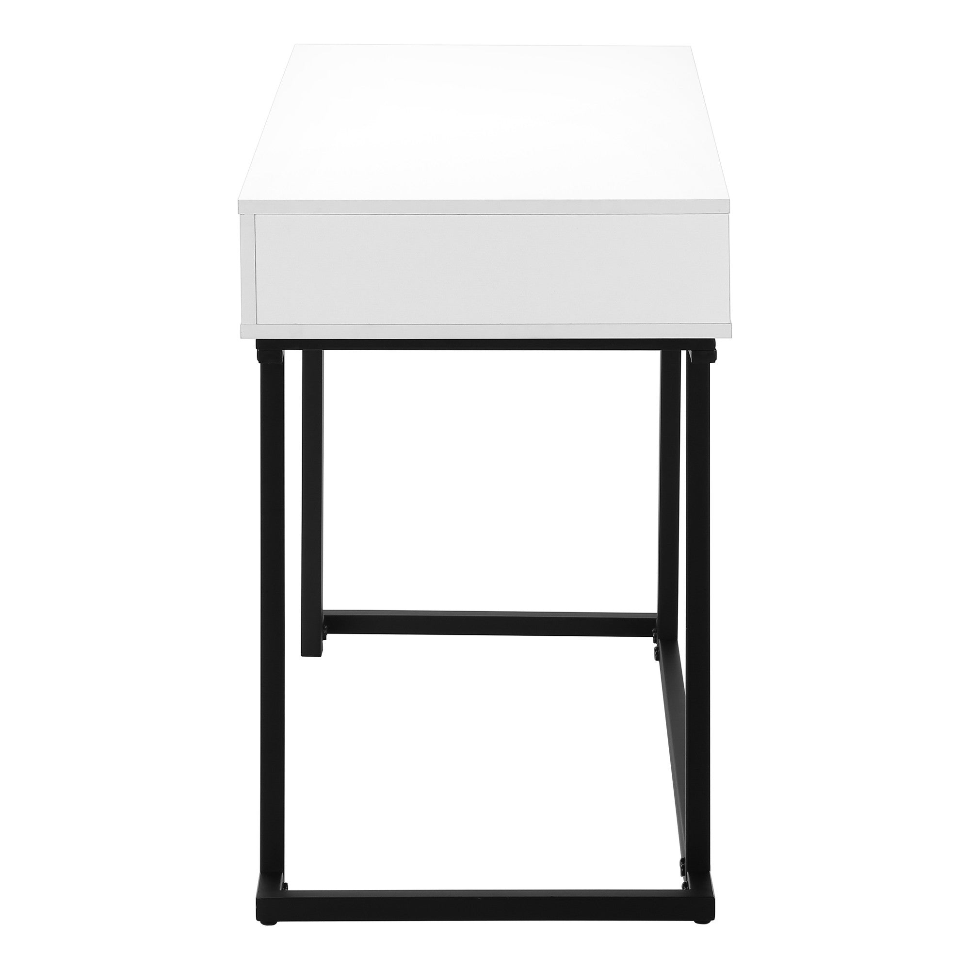 42" White and Black Wood and Metal Sled Computer Desk