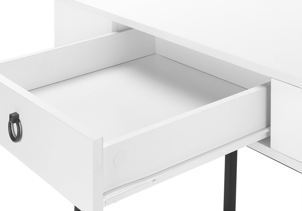 42" White and Black Wood and Metal Sled Computer Desk