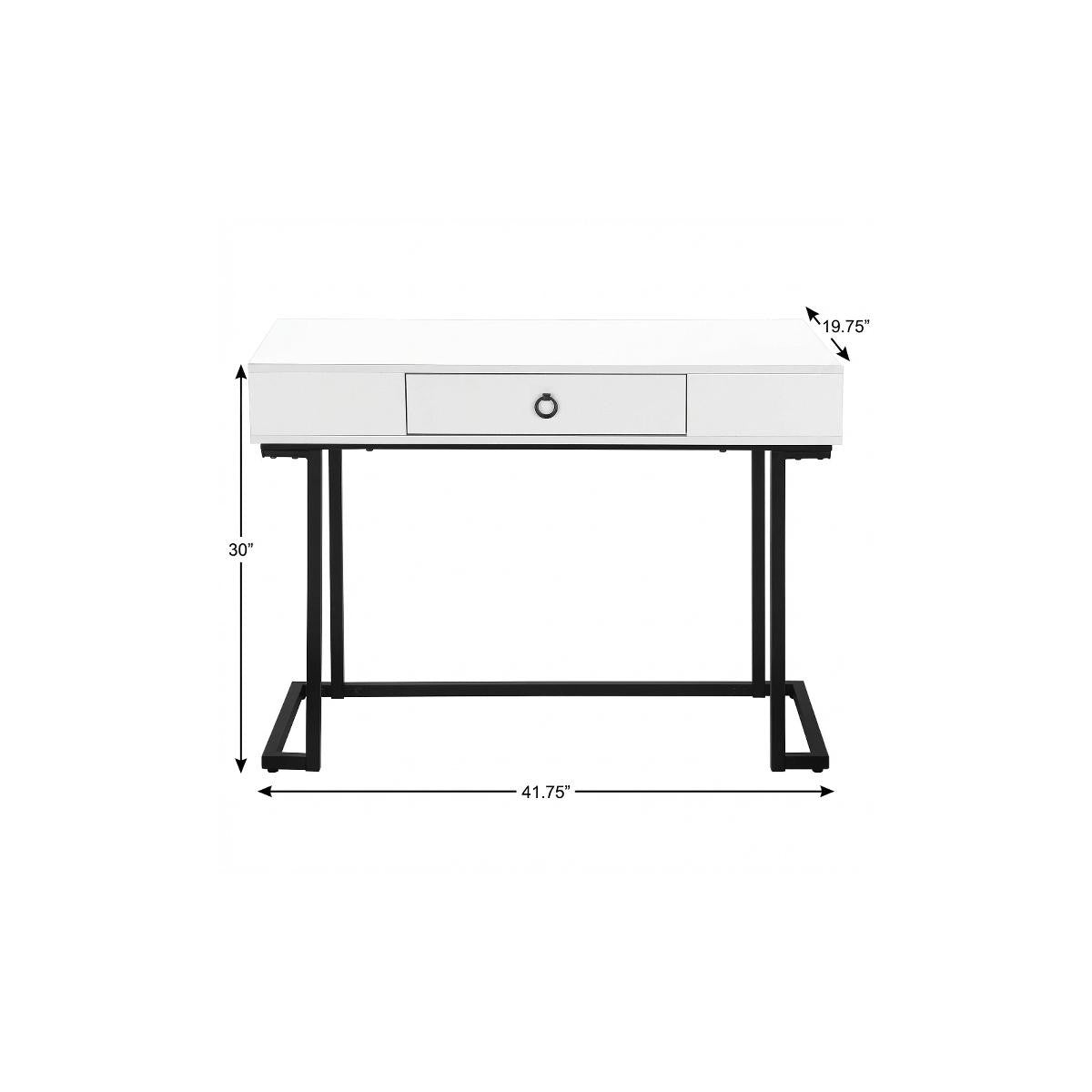 42" White and Black Wood and Metal Sled Computer Desk