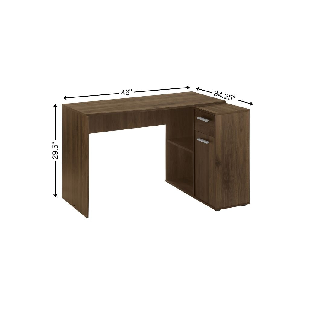 46" Brown Wood L Shape Computer Desk