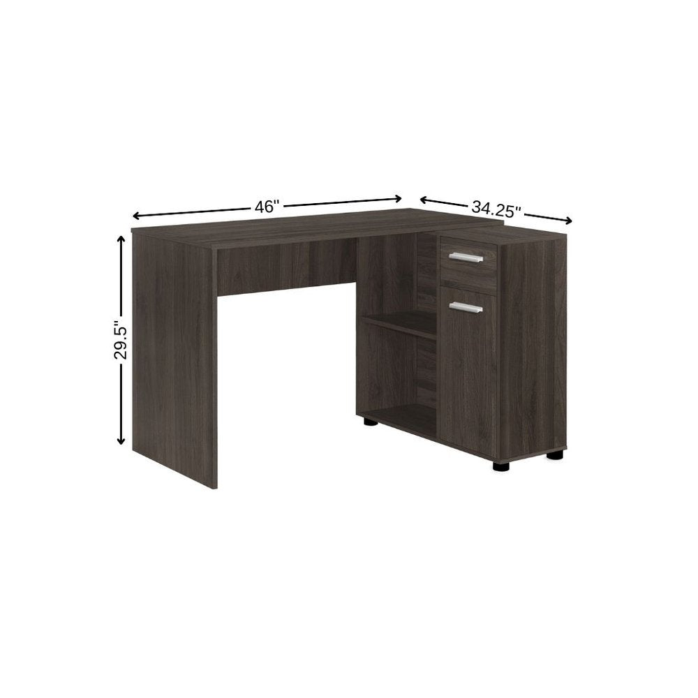 46" Brown Wood L Shape Computer Desk