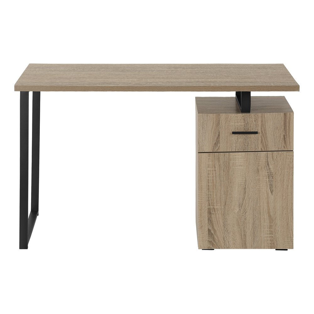 47" Taupe and Black Wood and Metal Sled Computer Desk