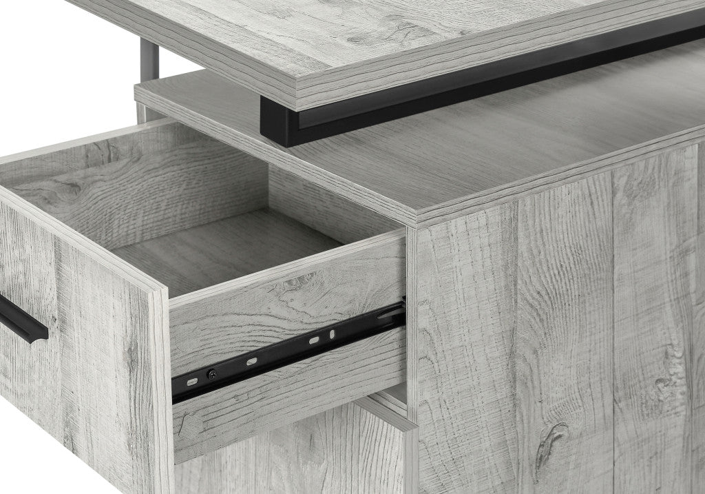 47" Gray and Black Wood and Metal Sled Computer Desk