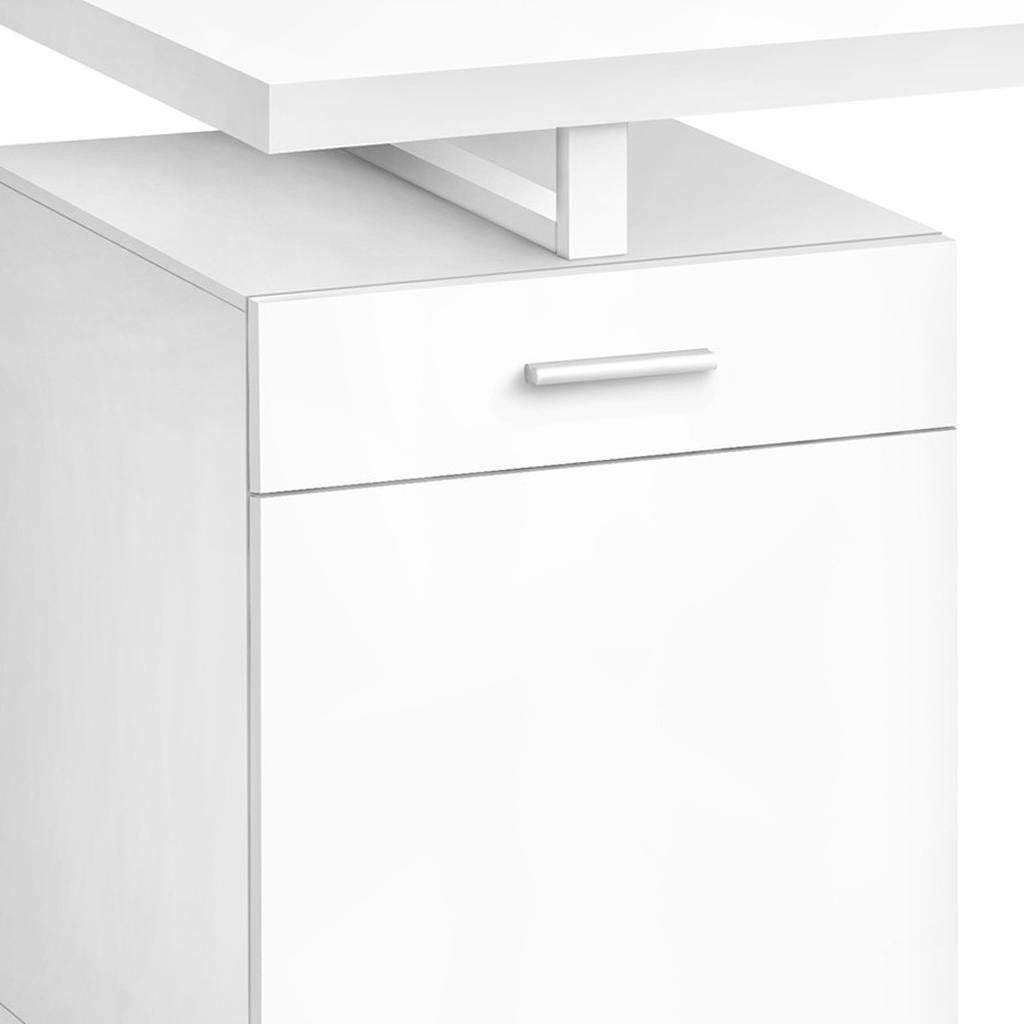 47" White Wood and Metal Sled Computer Desk