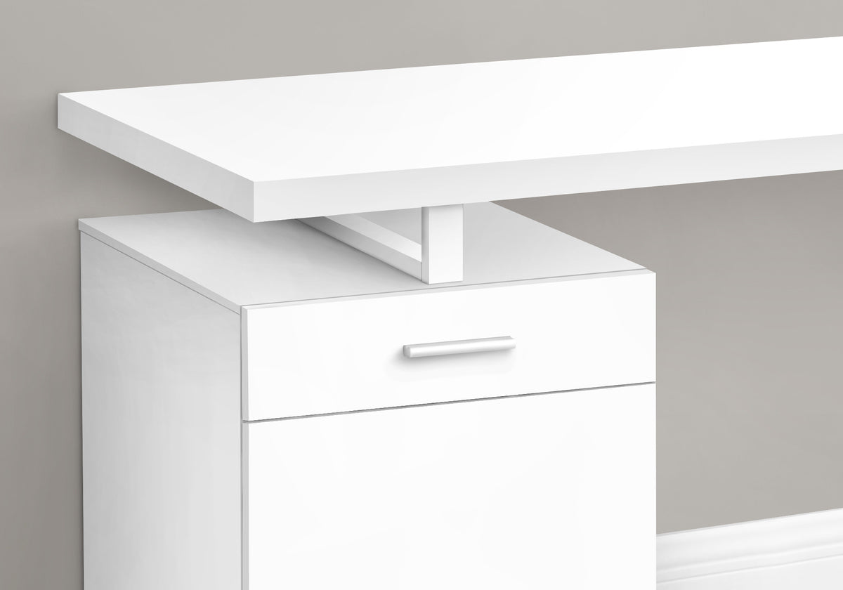 47" White Wood and Metal Sled Computer Desk