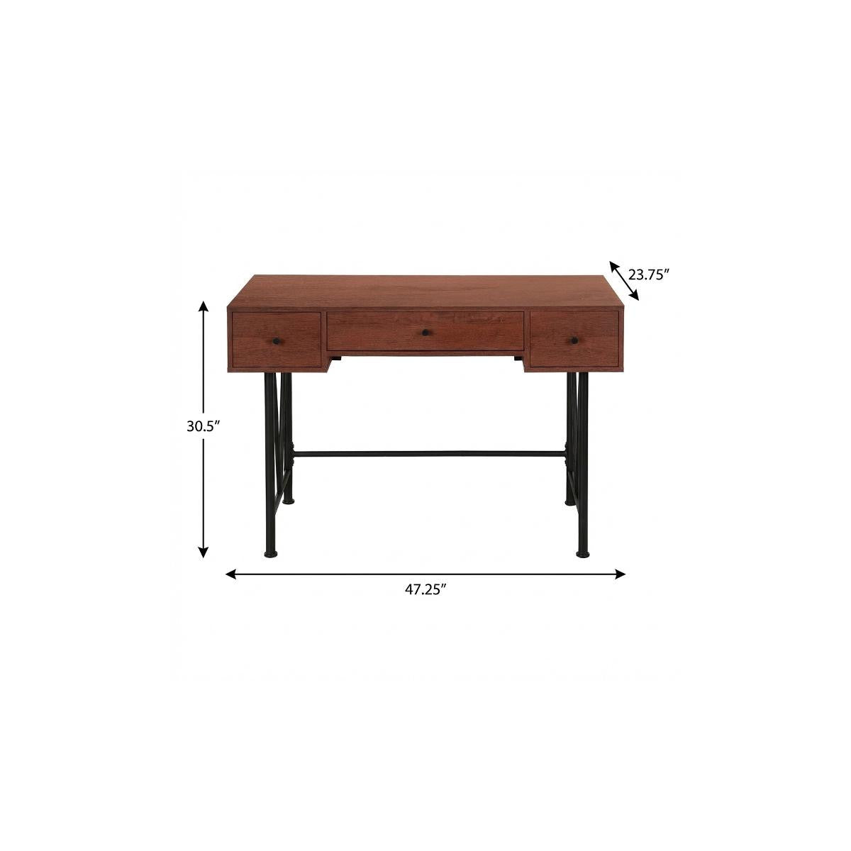 47" Brown and Black Computer Desk With Three Drawers