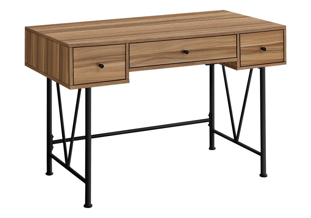 47" Brown and Black Computer Desk With Three Drawers