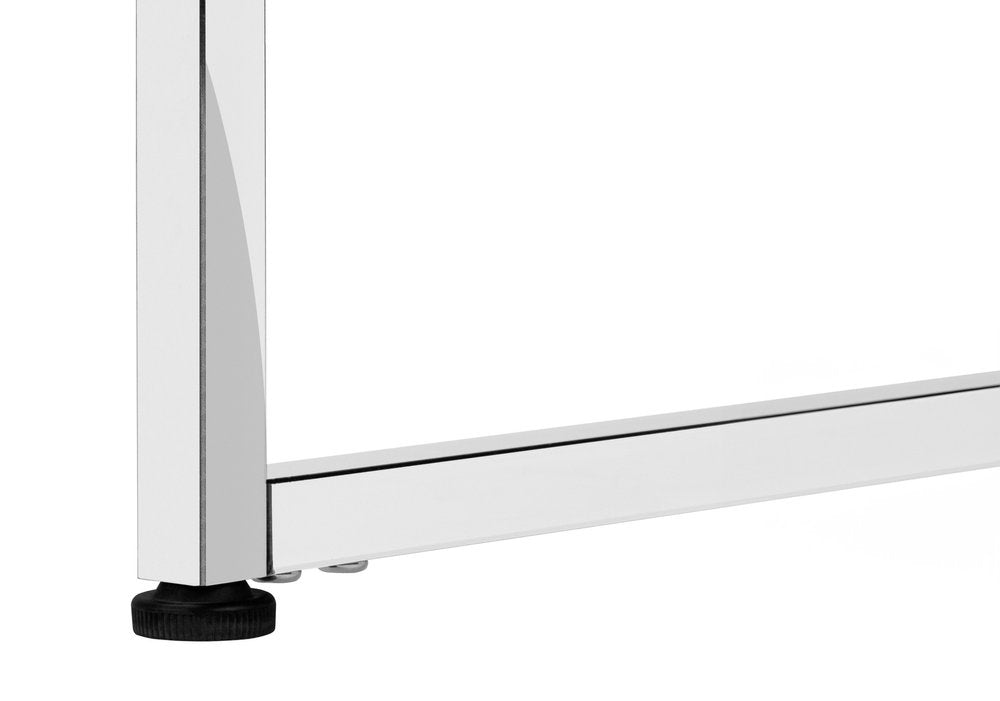 47" White and Silver Wood and Metal Sled Computer Desk