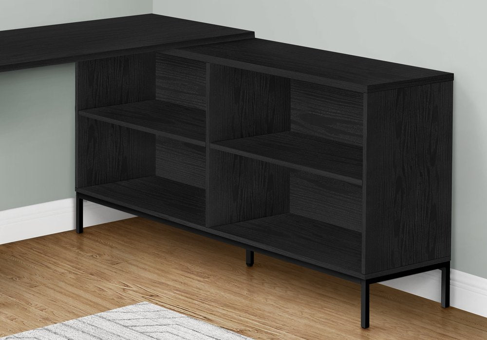 60" Black L Shape Computer Desk With Three Drawers