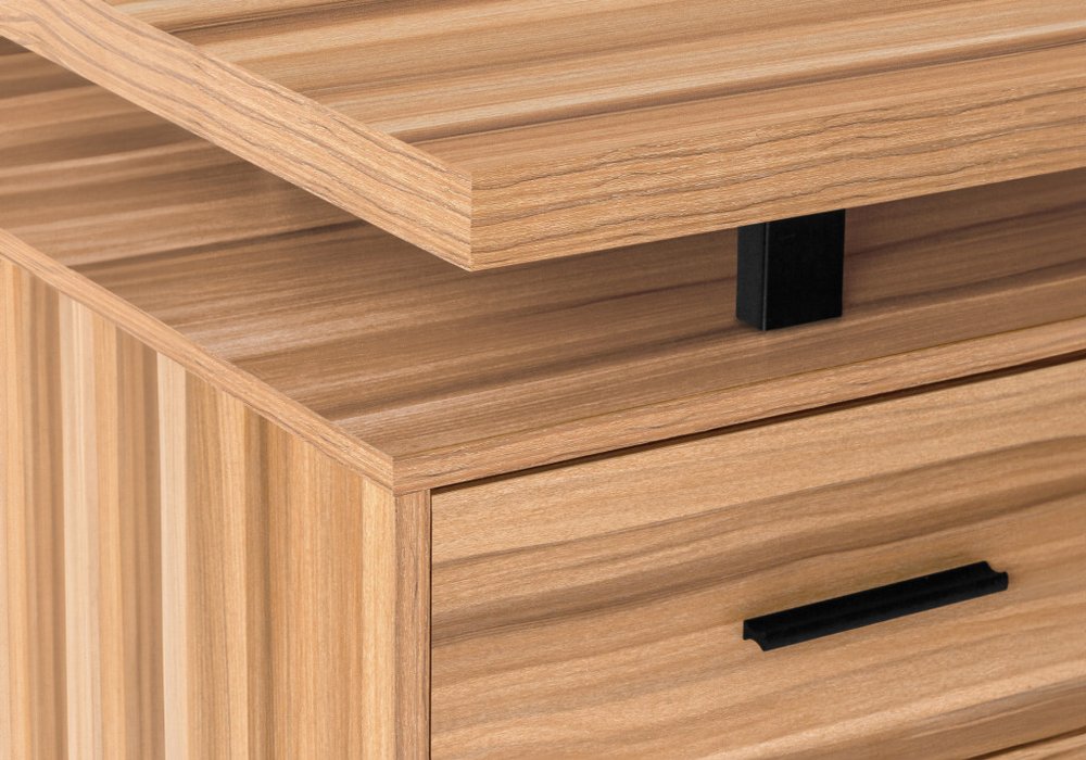 71" Brown and Black L Shape Computer Desk With Three Drawers