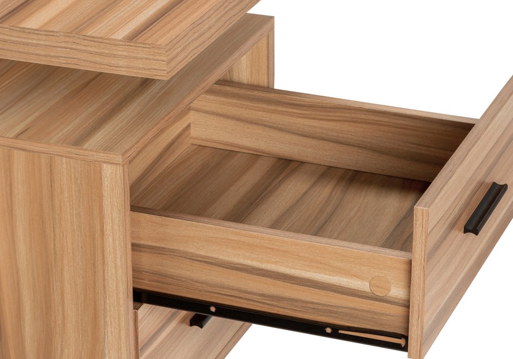 71" Brown and Black L Shape Computer Desk With Three Drawers