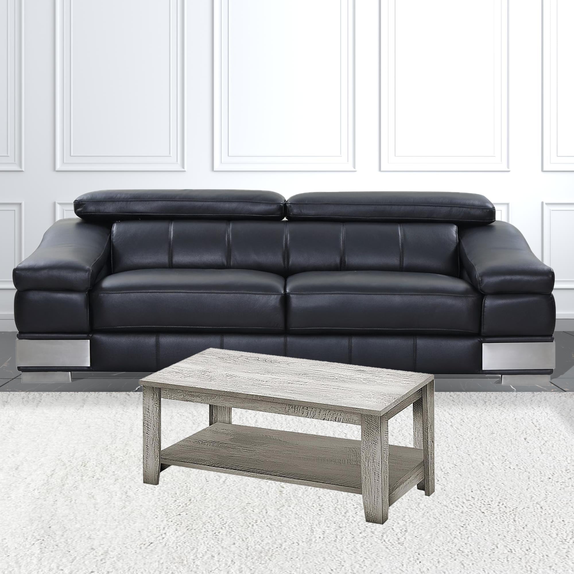 Set Of Three 42" Gray Rectangular Coffee Table With Three Shelves