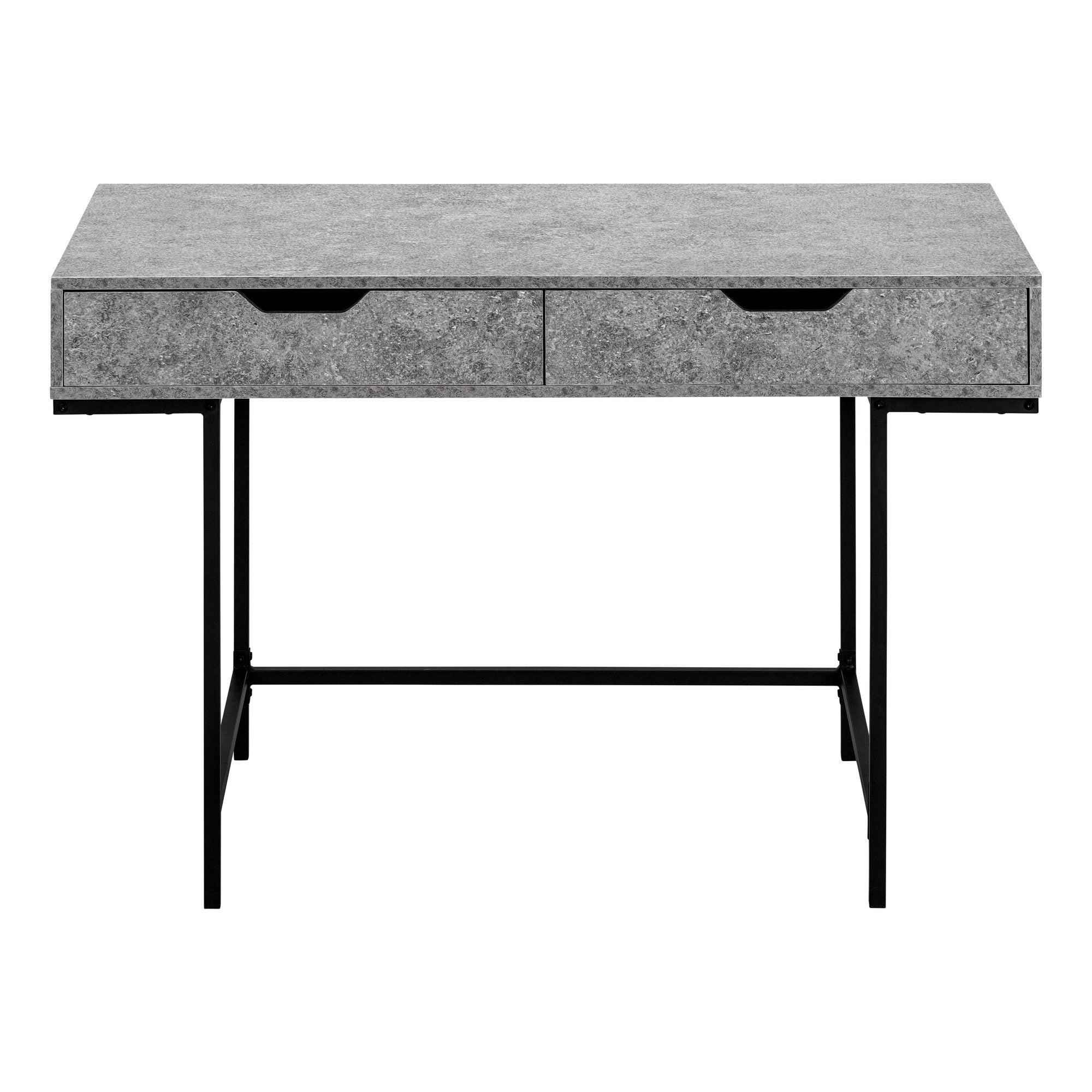 47" Gray and Black Wood and Metal H-Shape Computer Desk With Two Drawers