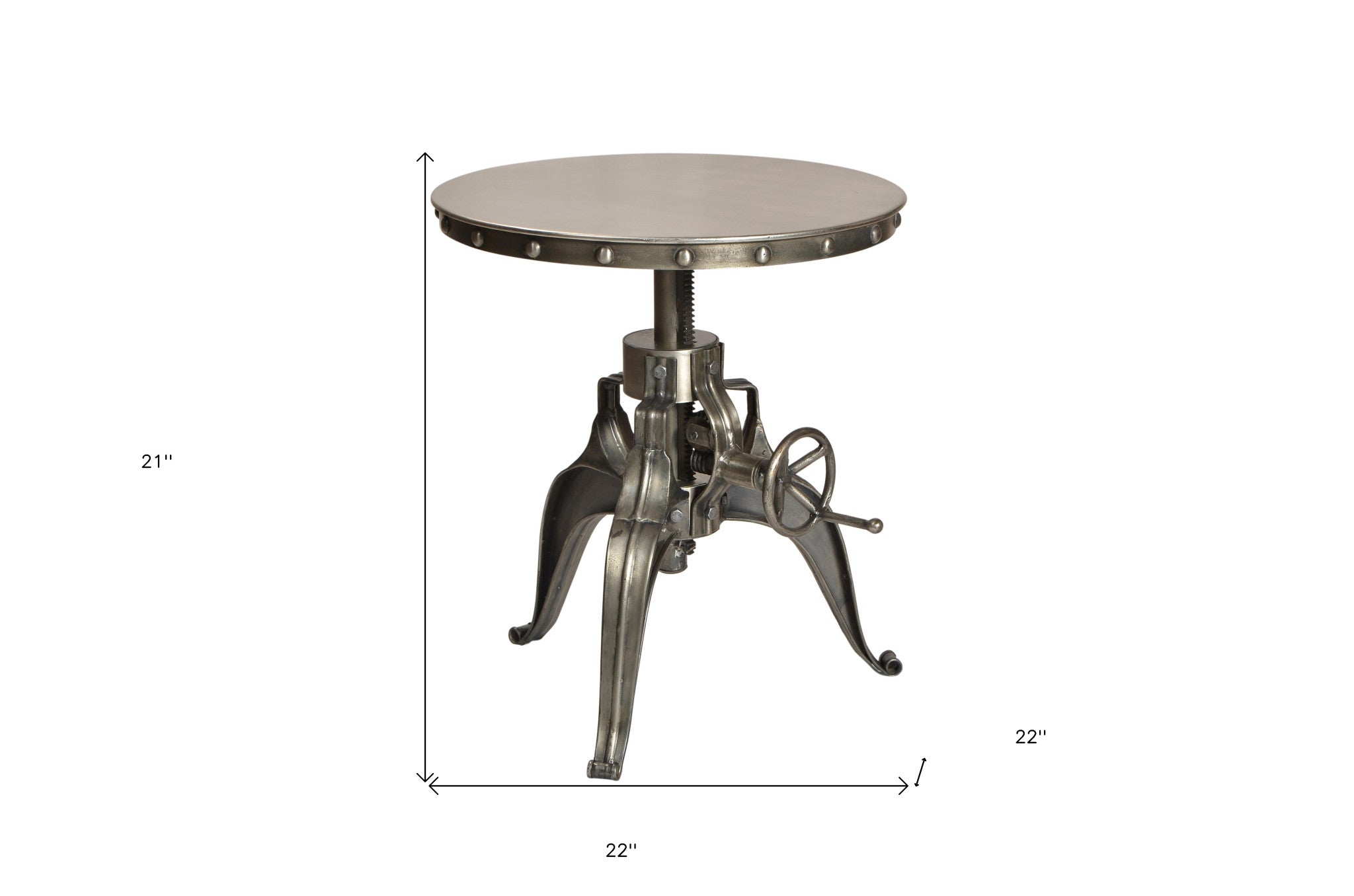 21" Silver Metal And Iron Round End Table