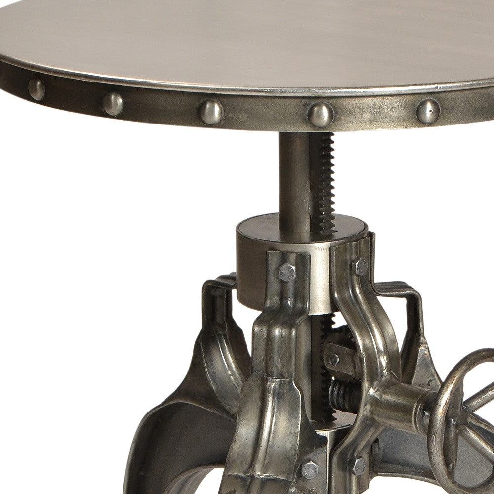 21" Silver Metal And Iron Round End Table
