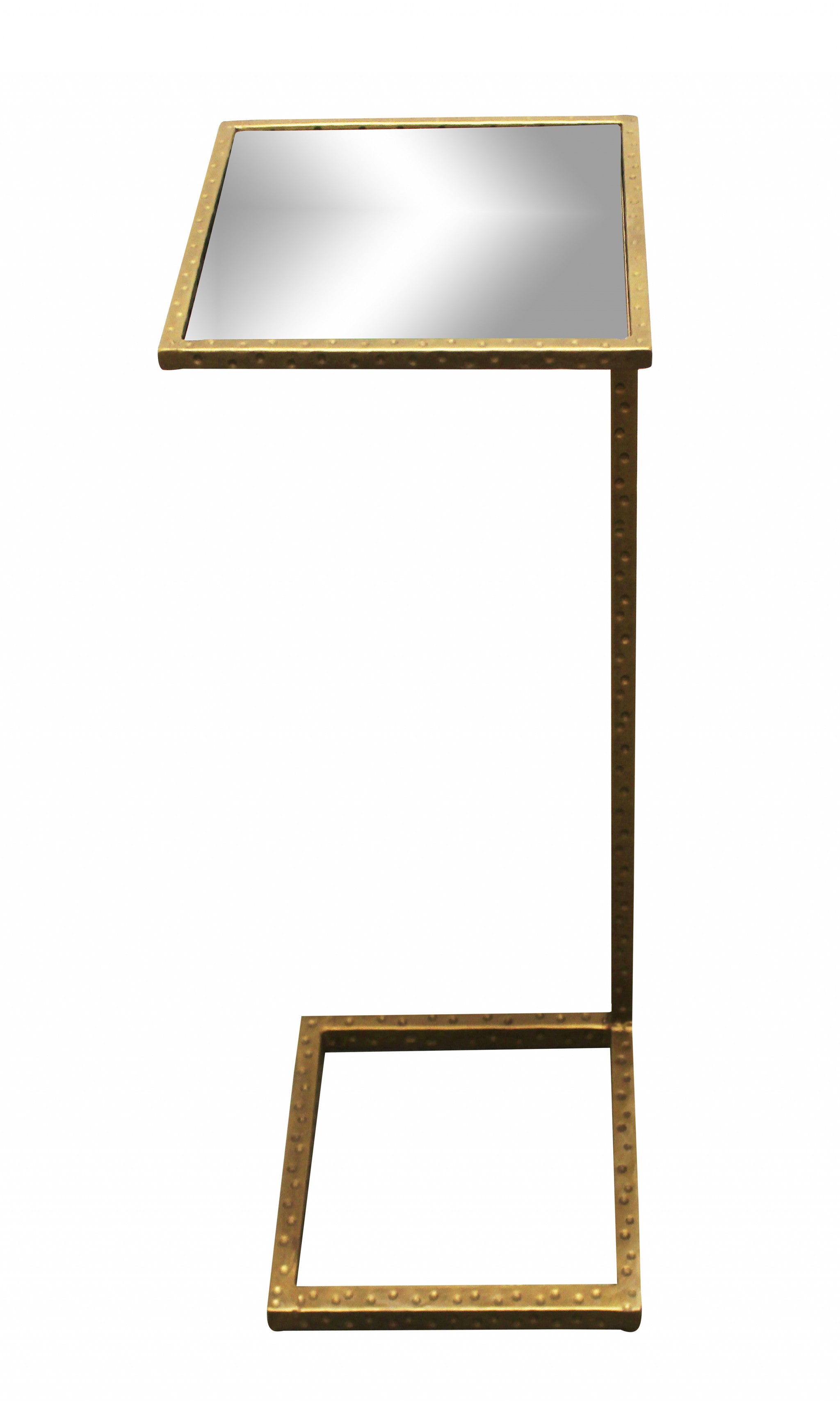 27" Brass And Silver Mirrored Square Mirrored End Table