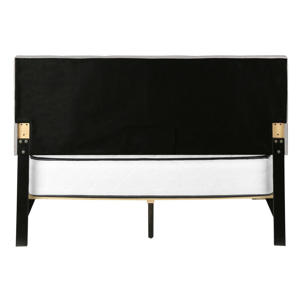 Gray Tufted Linen Upholstered Queen Bed Frame With Drawers
