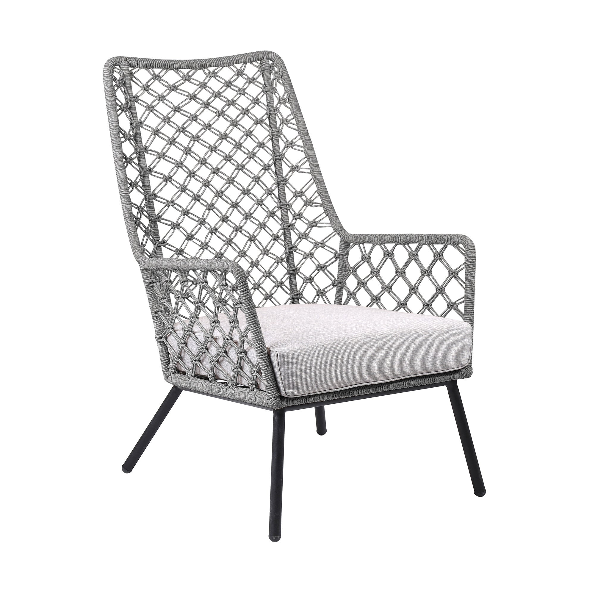 26" Gray Metal Indoor Outdoor Dining Chair with Gray Cushion