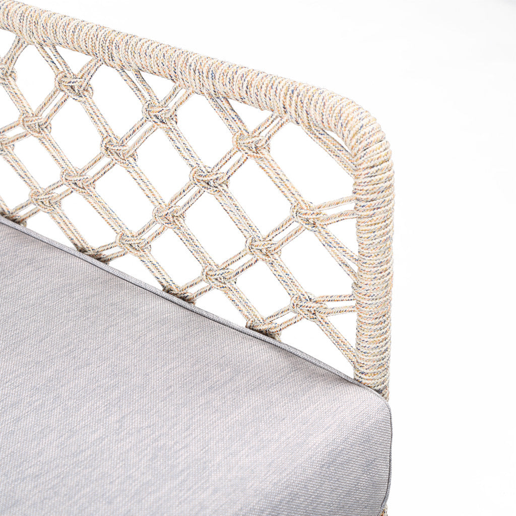 26" Gray Metal Outdoor Dining Chair with Gray Cushion
