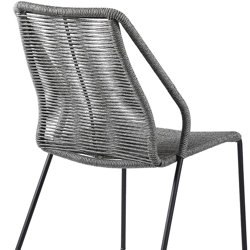 Set of Two 22" Gray Metal Outdoor Dining Chair
