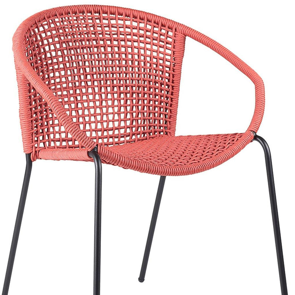 Set of Two 25" Red Metal Outdoor Dining Chair