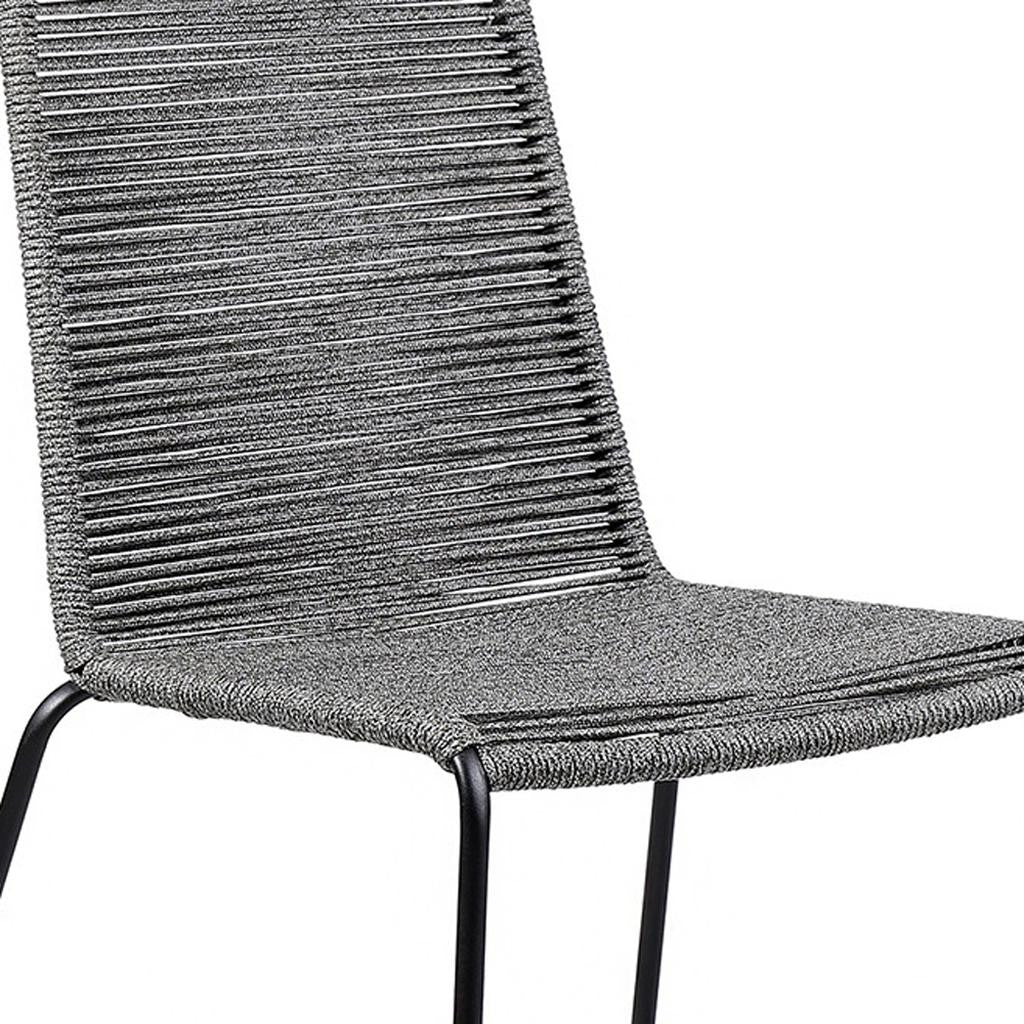 Set of Two 23" Gray Metal Outdoor Dining Chair