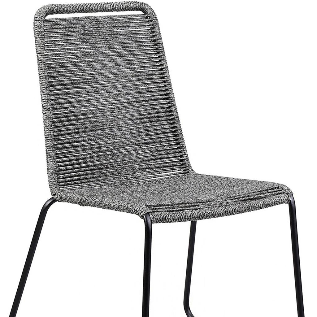 Set of Two 23" Gray Metal Outdoor Dining Chair