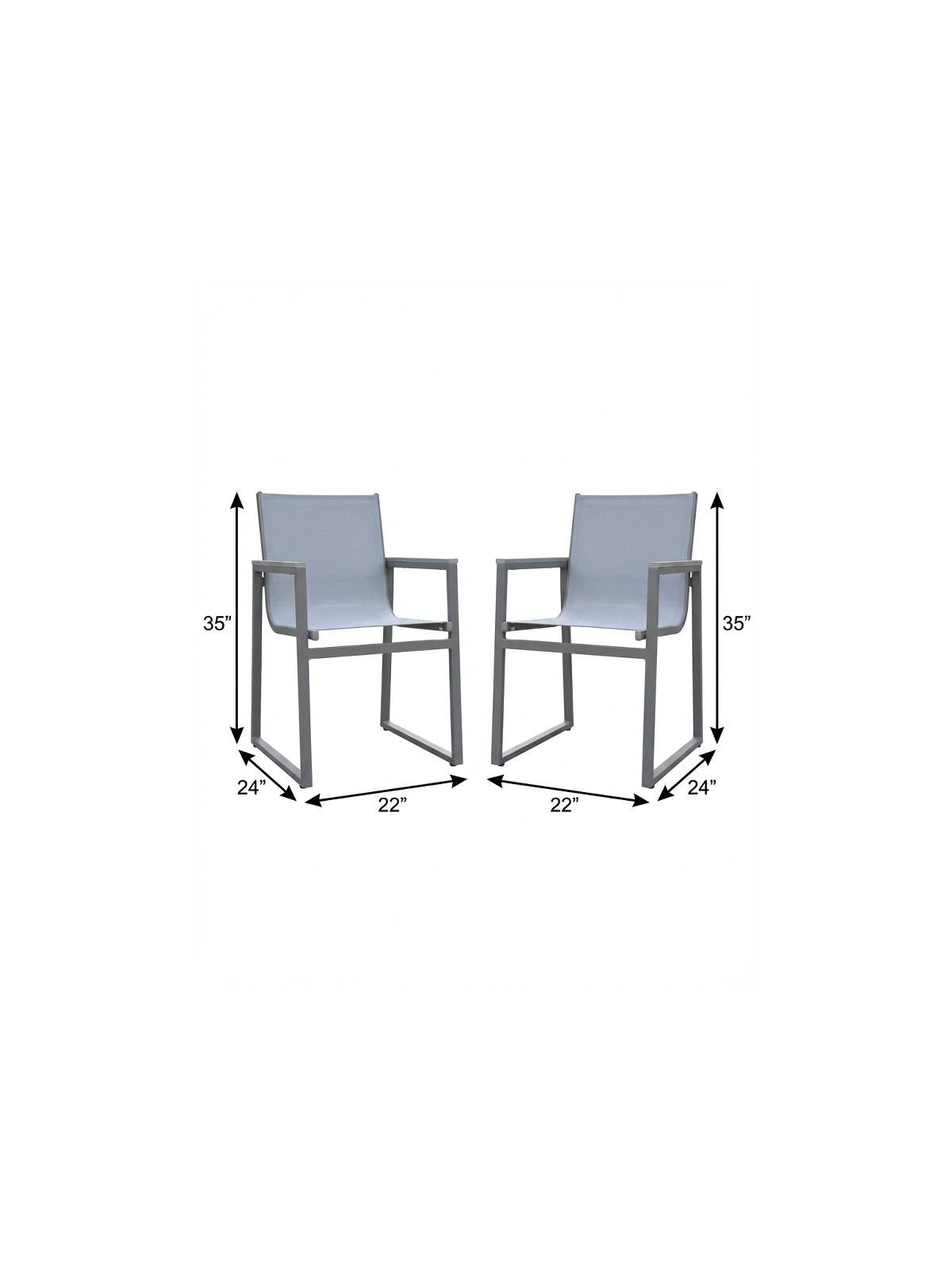 Set of Two 22" Light Gray Metal Outdoor Dining Chair