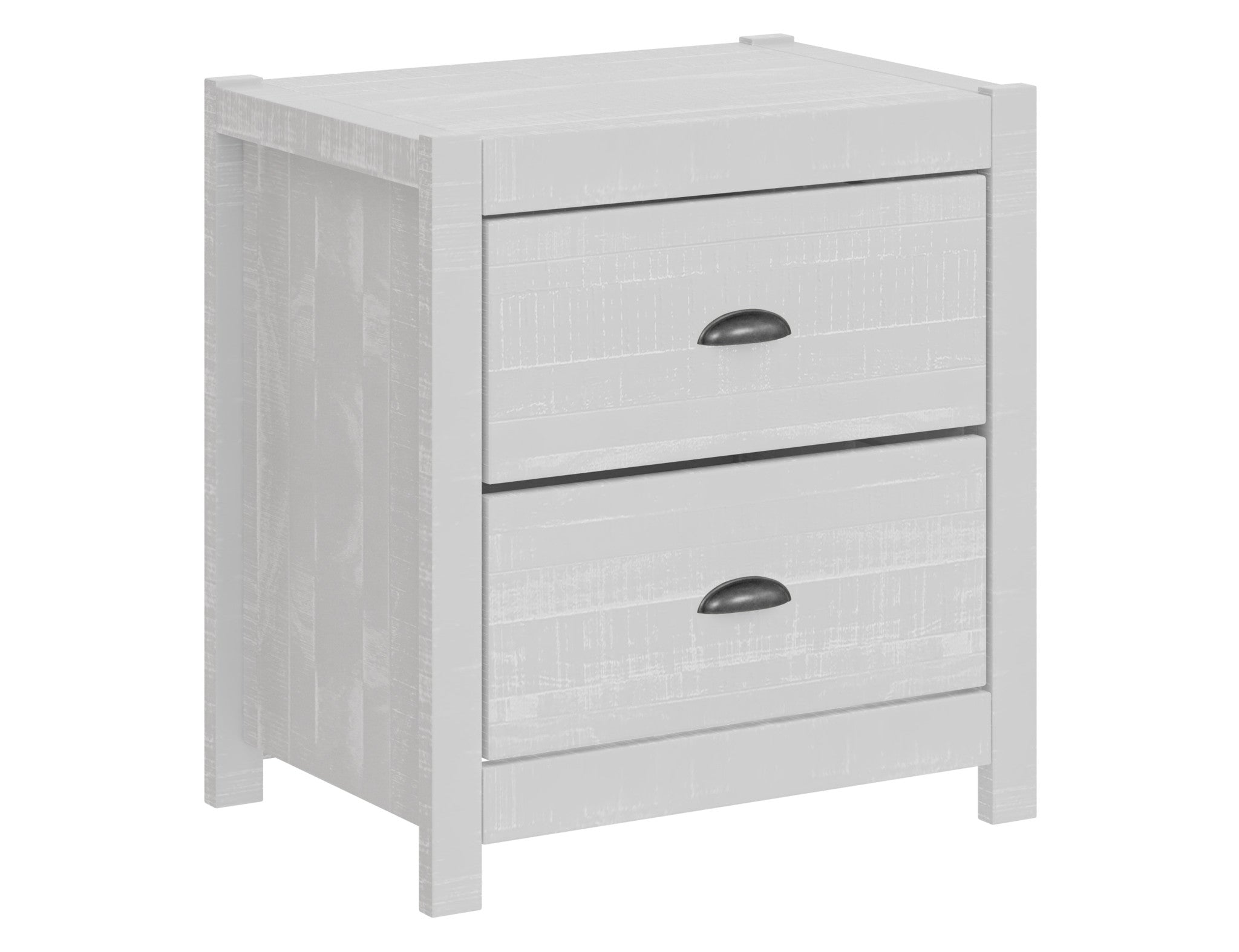 24" White Distressed Solid Wood Two Drawer Nightstand