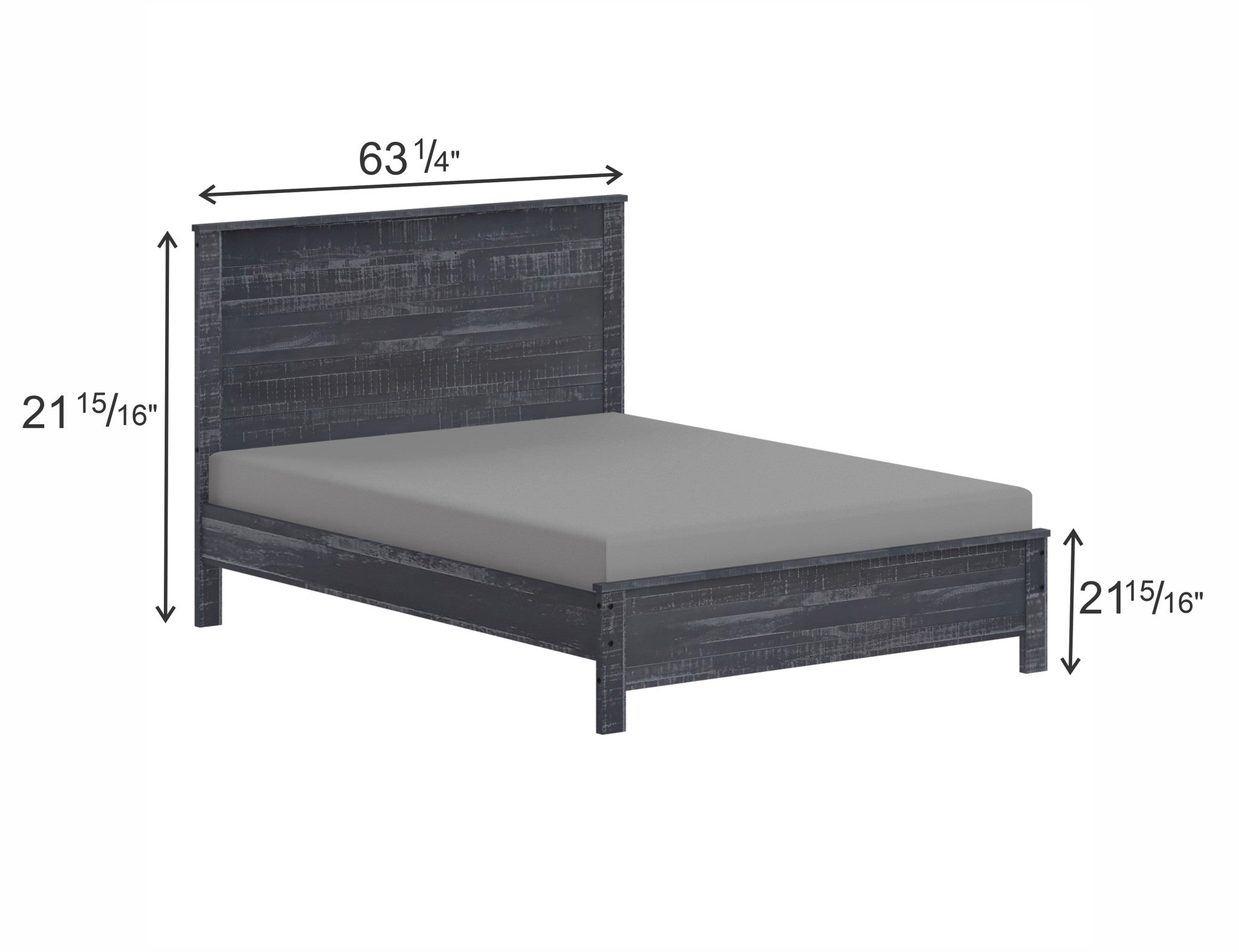 Grey Solid Wood Queen Bed Frame
