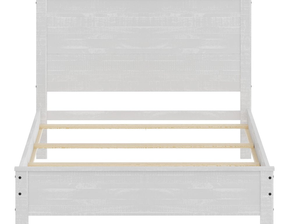 White Shiplap Texture Distressed Solid Wood Twin Bed Frame