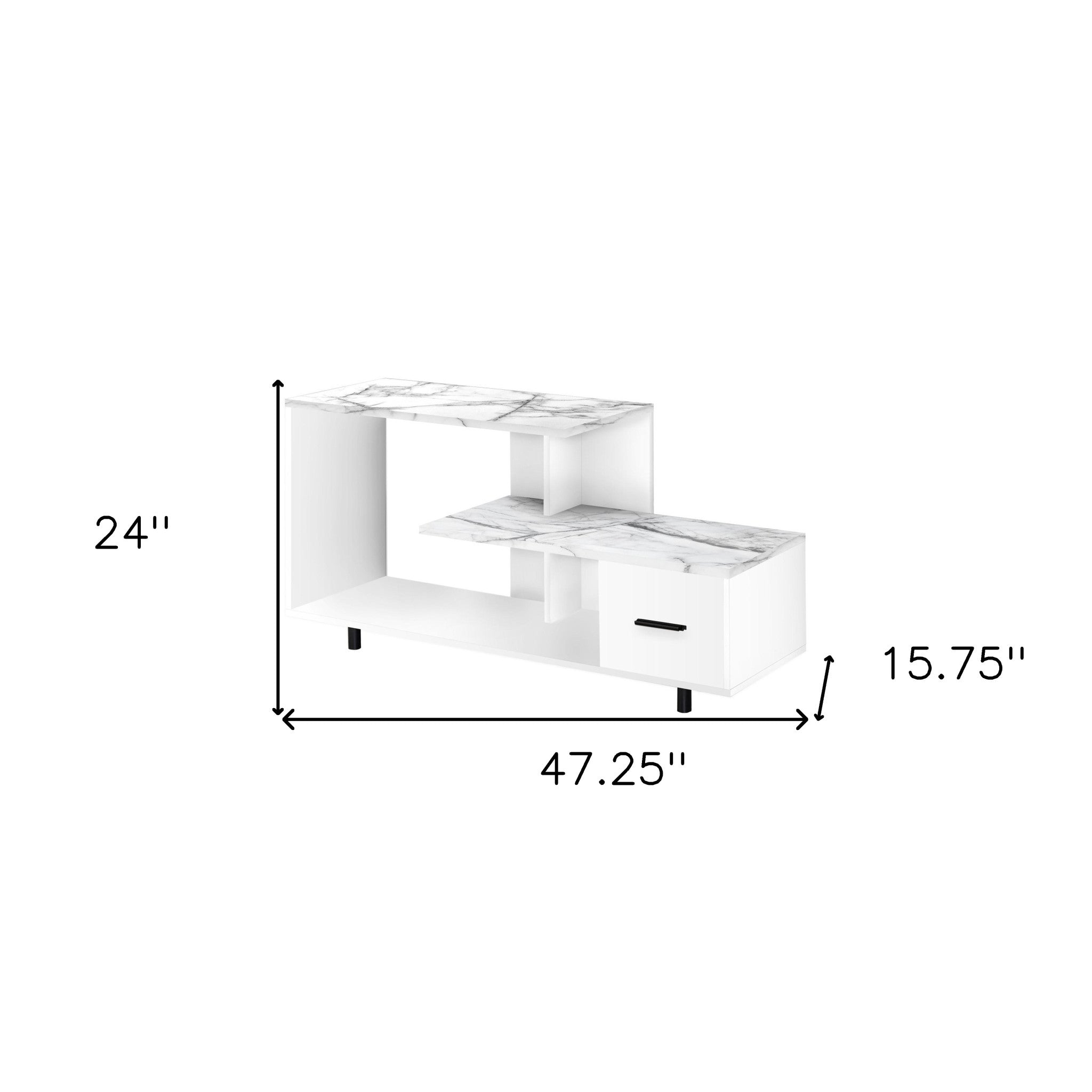 47" White Cabinet Enclosed Storage TV Stand