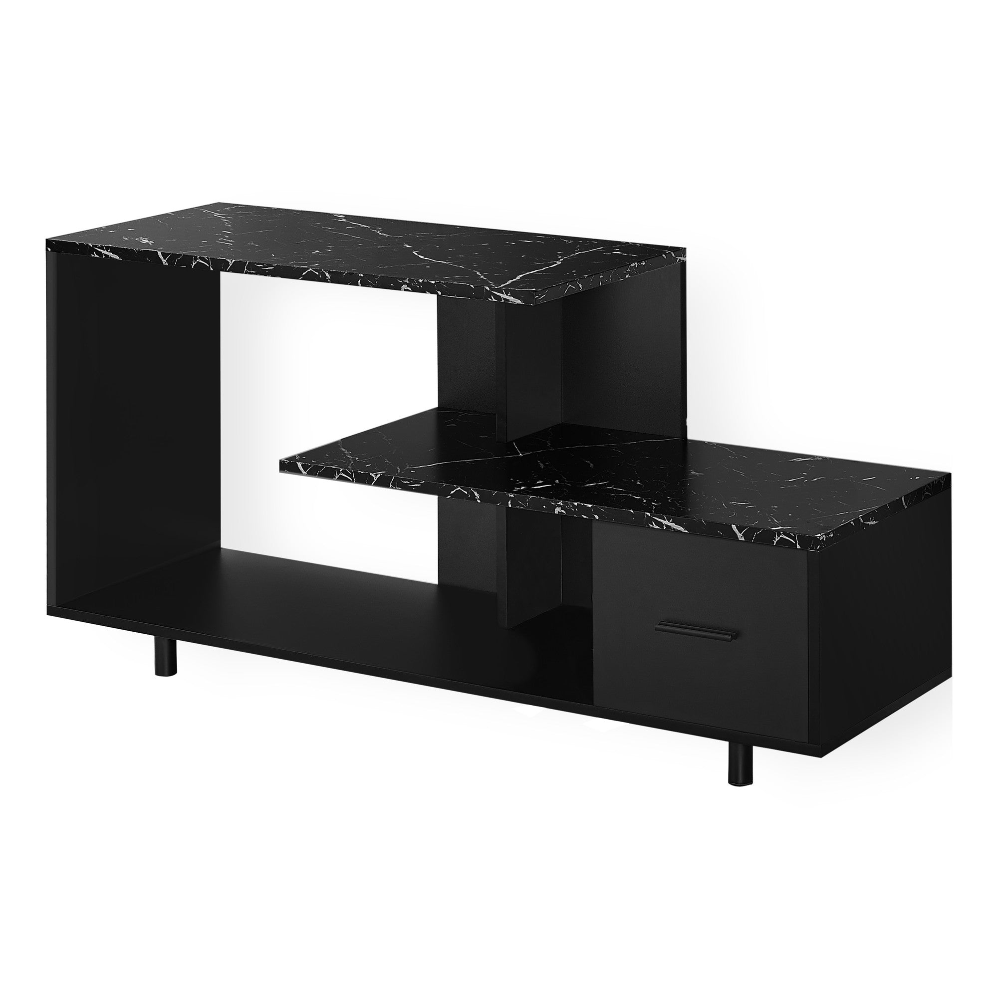 47" Black Cabinet Enclosed Storage TV Stand