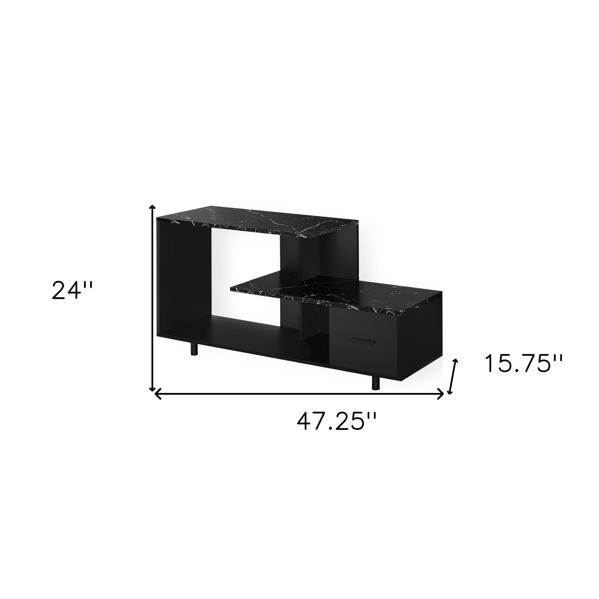 47" Black Cabinet Enclosed Storage TV Stand