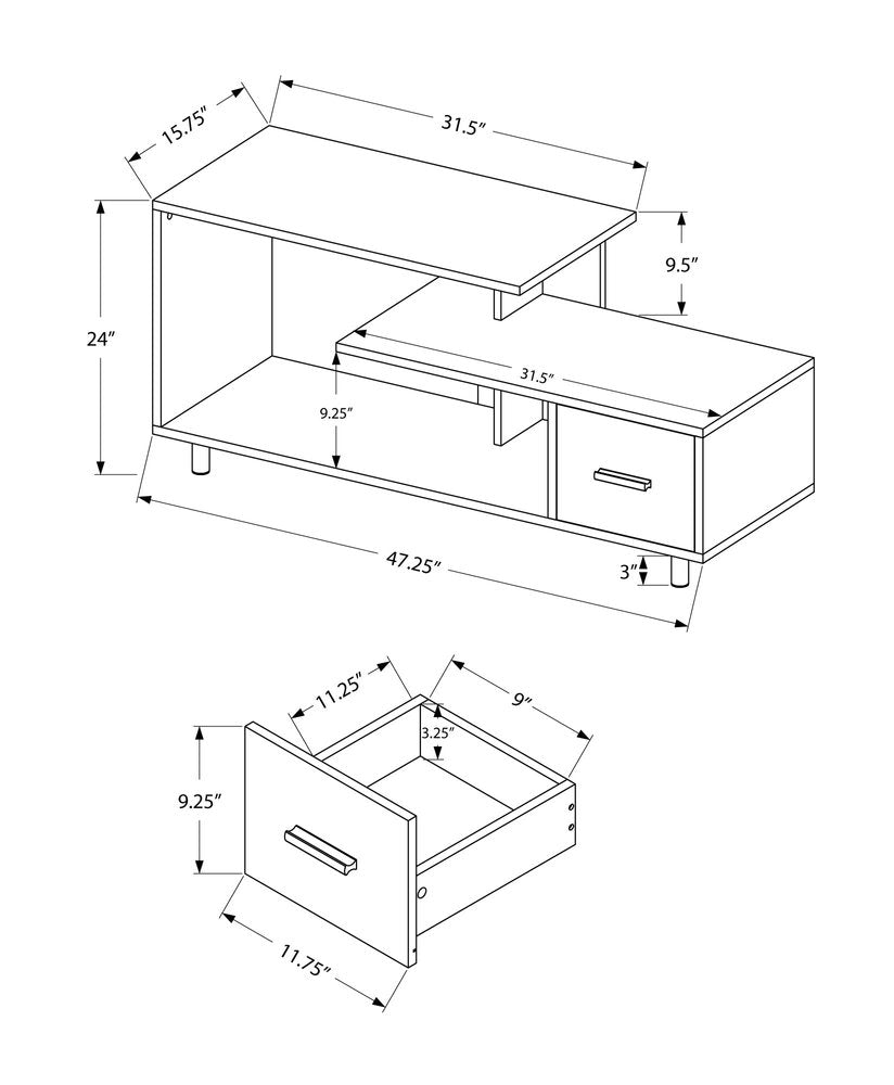 47" Black Cabinet Enclosed Storage TV Stand