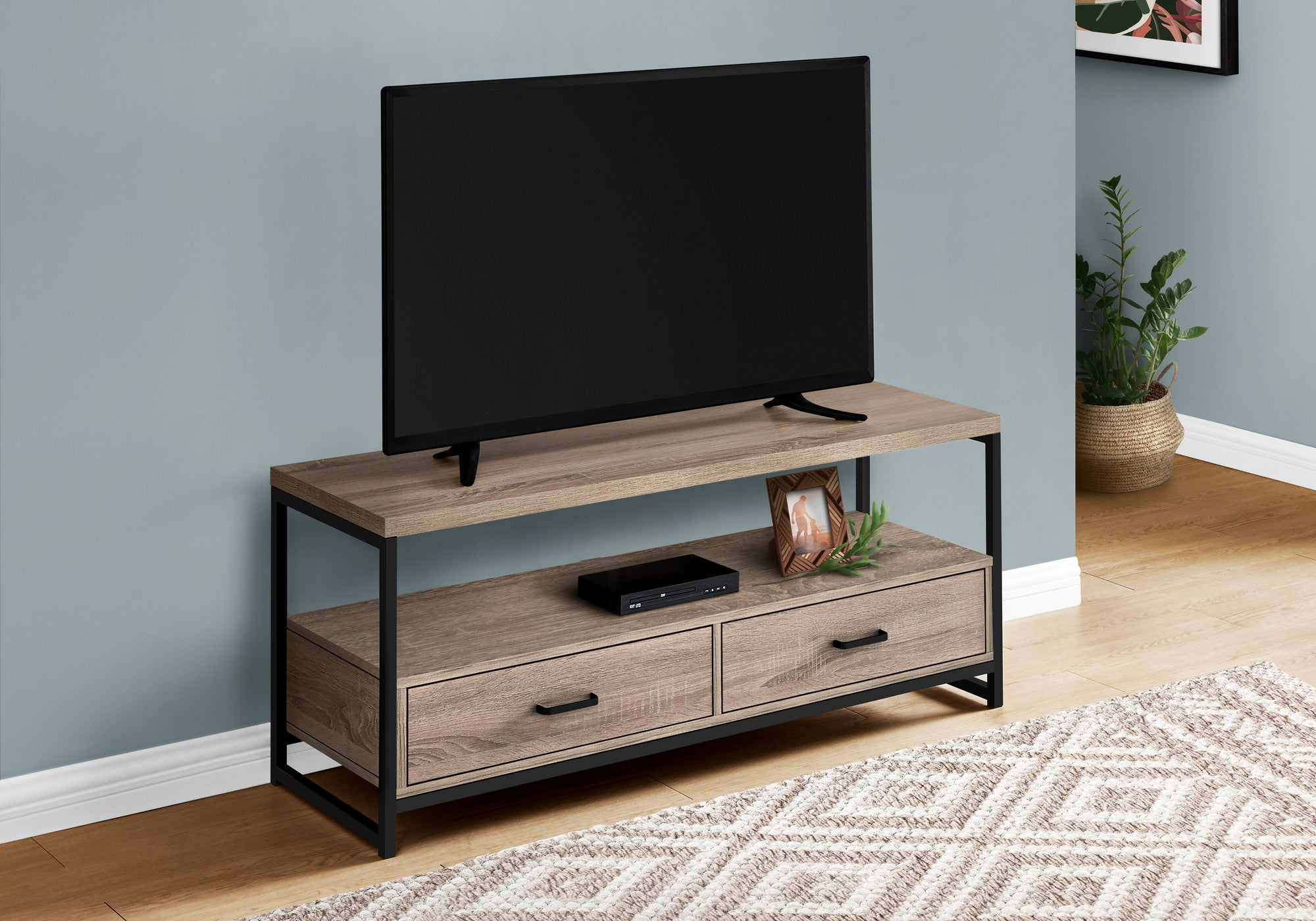 47" Deep Taupe Cabinet Enclosed Storage TV Stand