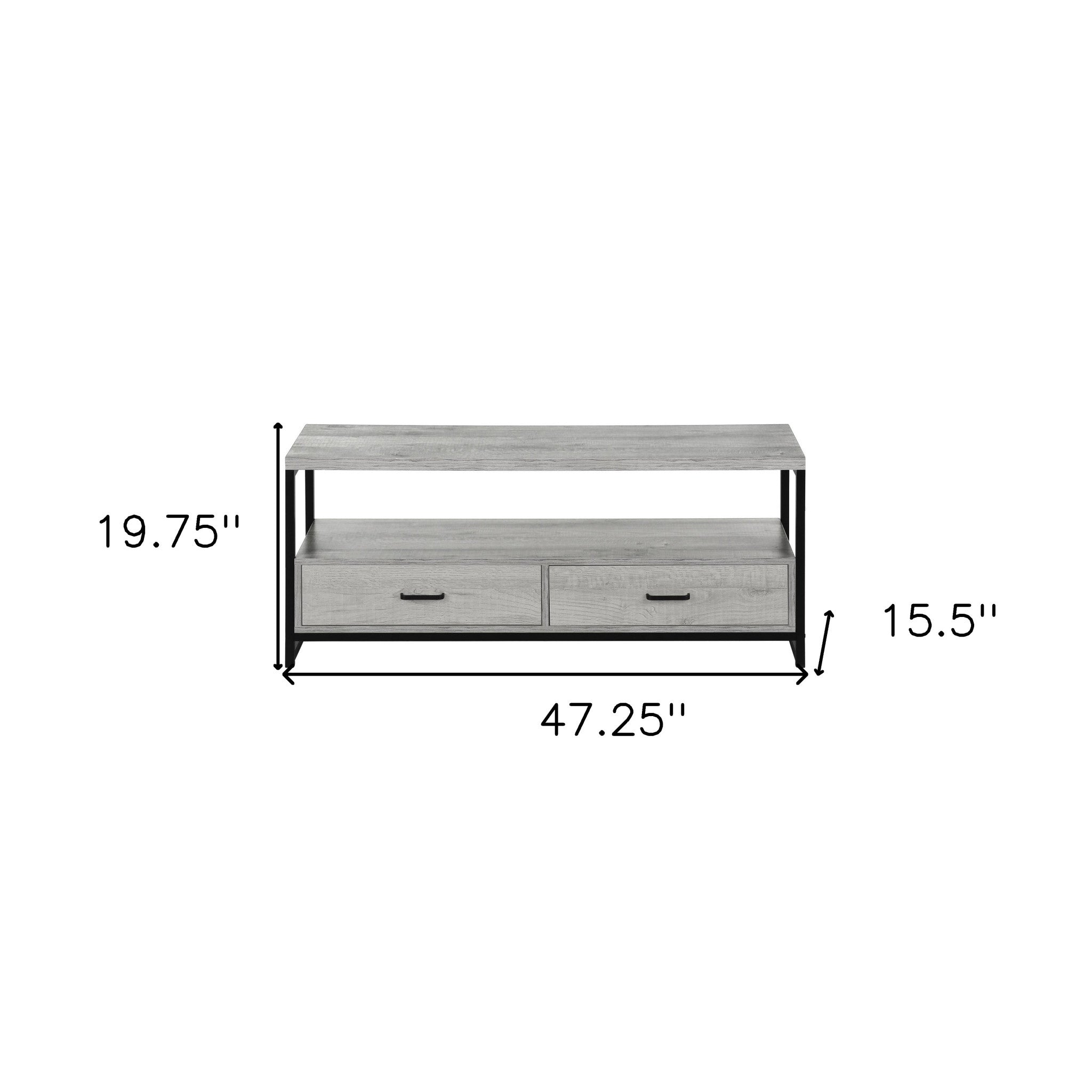 47" Gray Cabinet Enclosed Storage TV Stand